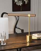 Modern LED Desk Lamp  Walnut Wood Gold Metal Design - Product detail 13