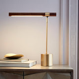 Modern LED Desk Lamp  Walnut Wood Gold Metal Design - Product detail 14