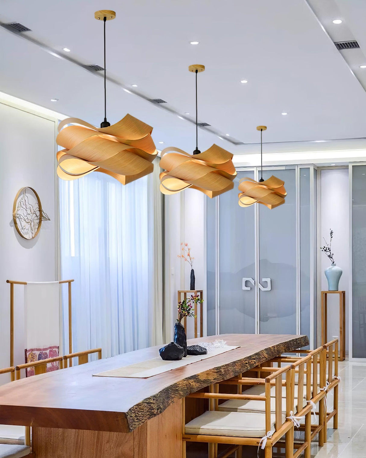 Modern Wood Pendant Light  Natural Grain Spiral Design - Product detail 7