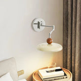 Modern Swing Arm Wall Lamp  Chrome Metal With Cream Shade - Product example