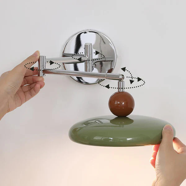 Modern Swing Arm Wall Lamp  Chrome Metal With Cream Shade - Detailed view