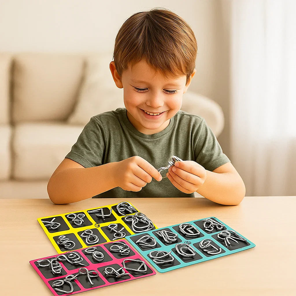 Metal Brain Teaser Puzzle Set  36 Educational Logic Challenges for Kids - Detailed view