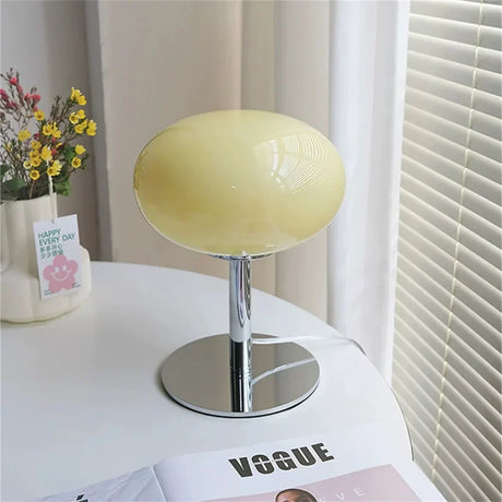 Modern Glass Table Lamp  Oval Shade With Chrome Base - Product detail 4