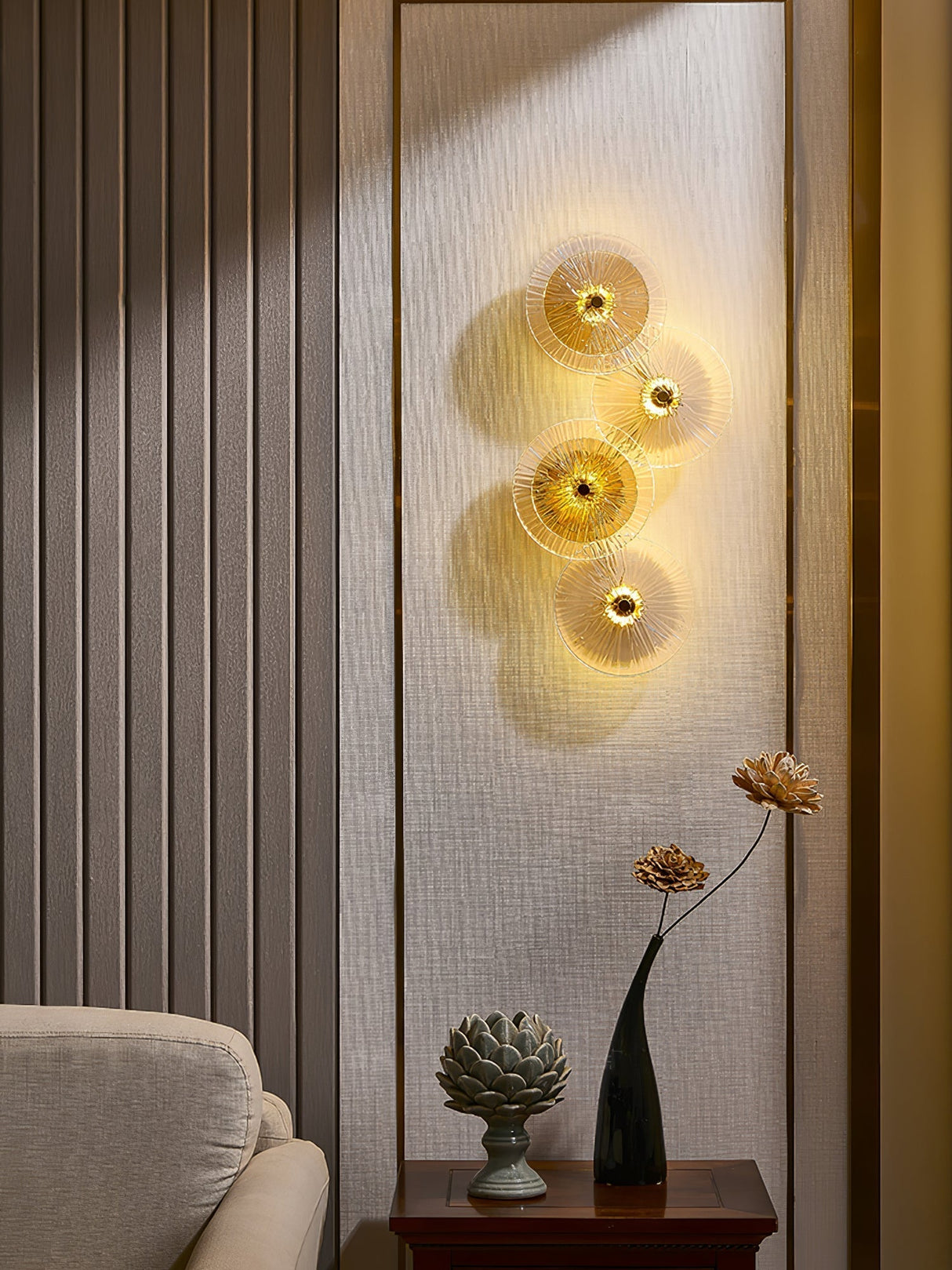 Modern Lotus Wall Light  Textured Glass Disc Design - Product detail 22