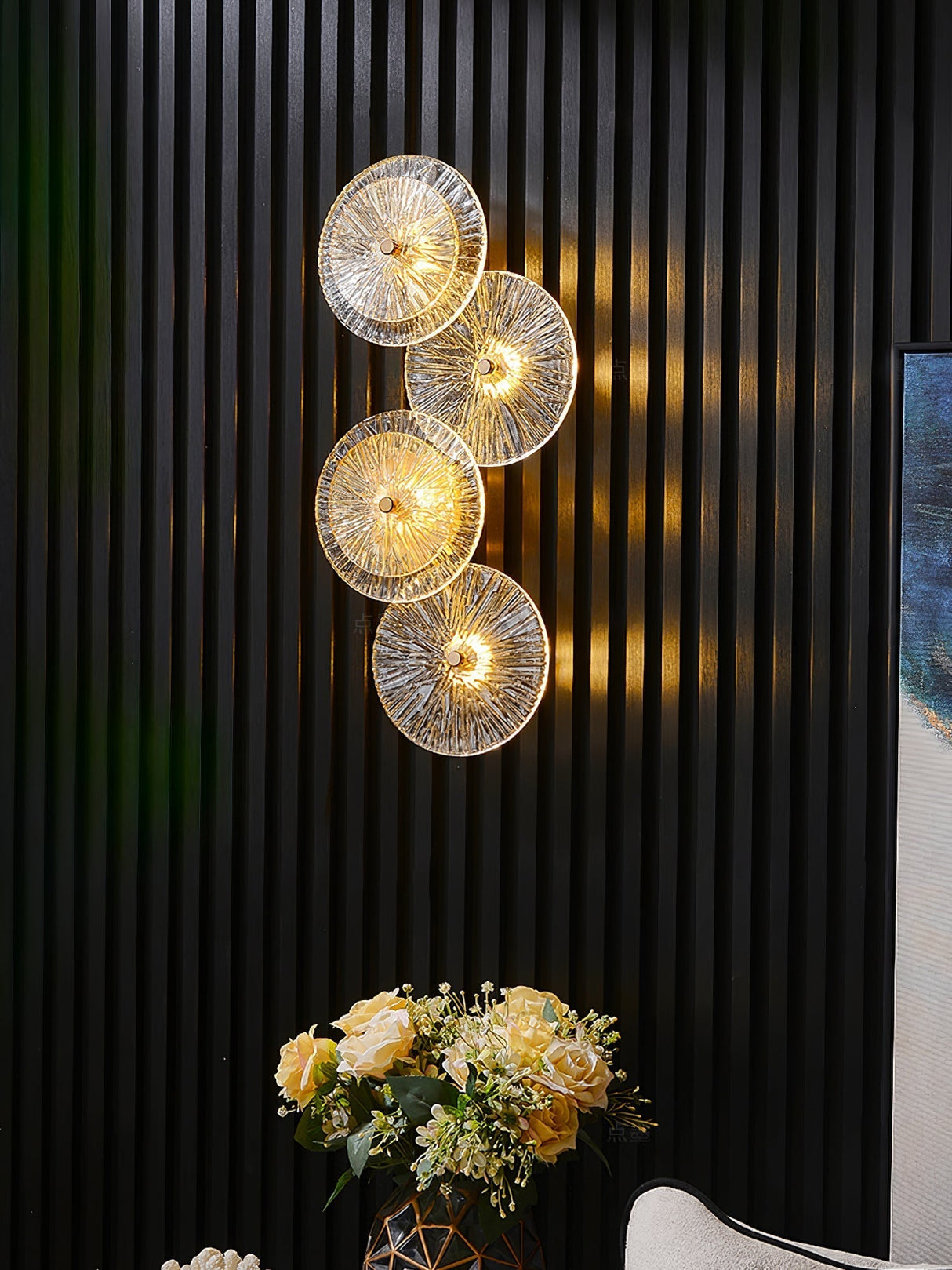 Modern Lotus Wall Light  Textured Glass Disc Design - Product detail 31