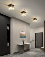 Modern Ceiling Light  Textured Glass Black Brass Fixture - Product detail 6