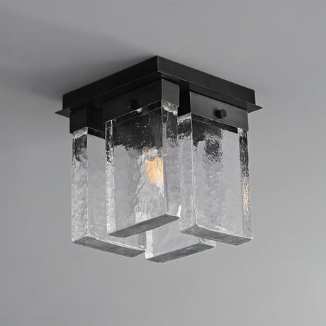 Modern Ceiling Light  Textured Glass Black Brass Fixture - Product detail 14