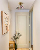 Butterfly Ceiling Light  Stained Glass Pink Floral Design - Product detail 7