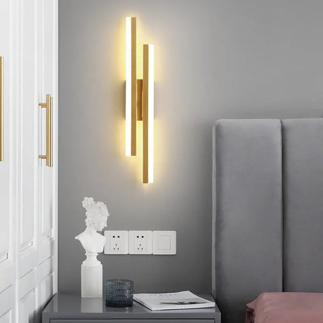 Modern LED Wall Sconce  Linear Gold Metal Design - Product showcase