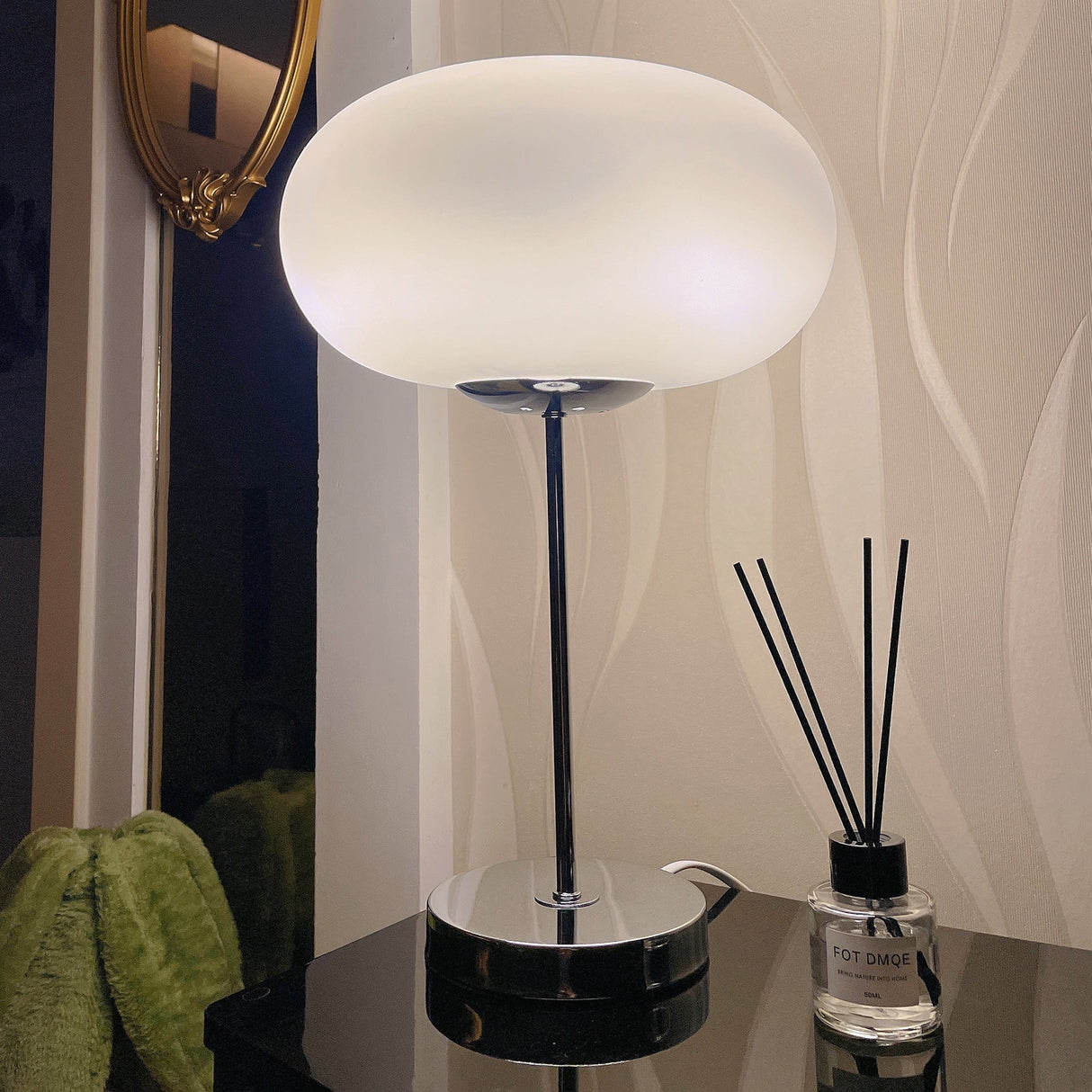 Modern Table Lamp  Opal Glass Dome With Chrome Base - Product detail 10