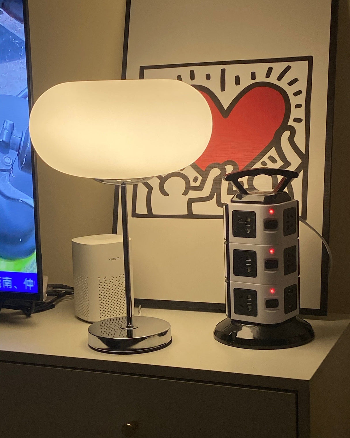 Modern Table Lamp  Opal Glass Dome With Chrome Base - Product detail 14