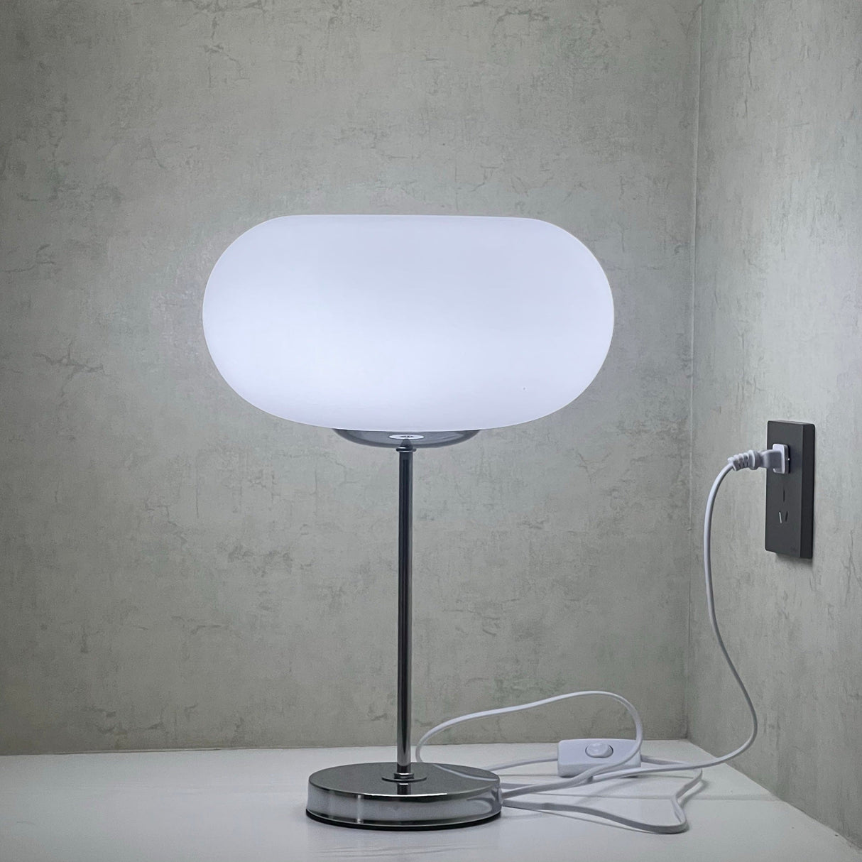 Modern Table Lamp  Opal Glass Dome With Chrome Base - Product detail 4