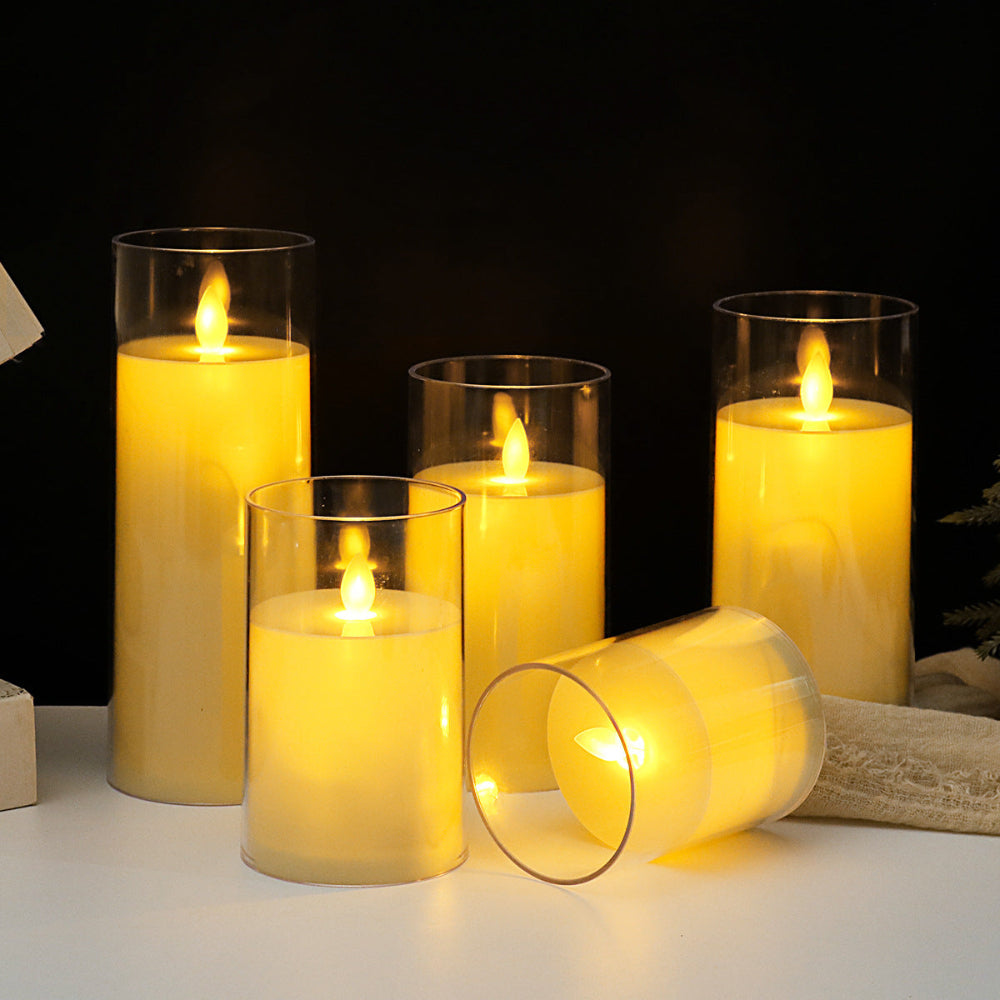Flameless LED Candle Holders  Remote Control Glass Set of 3 - Product detail 4