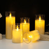 Flameless LED Candle Holders  Remote Control Glass Set of 3 - Product detail 4