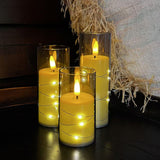 Flameless LED Candle Holders  Remote Control Glass Set of 3 - Product detail 7