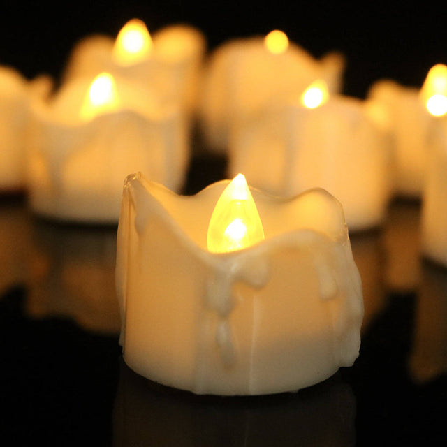 Flameless LED Tea Light Candles  Battery Operated Flickering Set - Product showcase