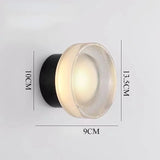 Round Wall Sconce Light  Ribbed Glass Warm LED Fixture - Detailed view