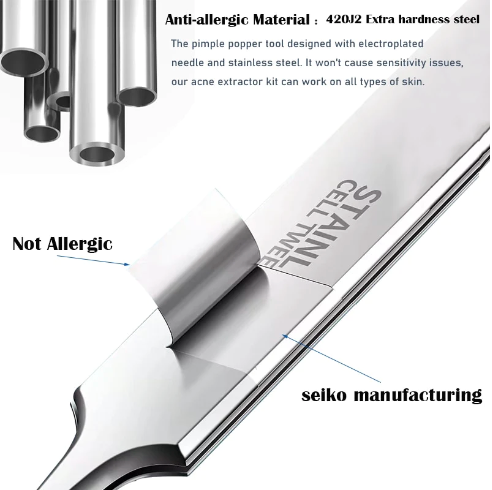 Precision Stainless Steel Tweezers  Ultra Slim Tip for Skincare - Product detail 7