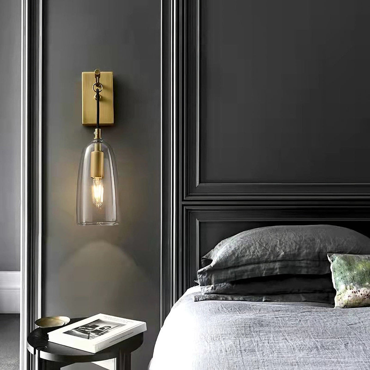 Modern Glass Wall Lamp  Brass Mount Design - Detailed view