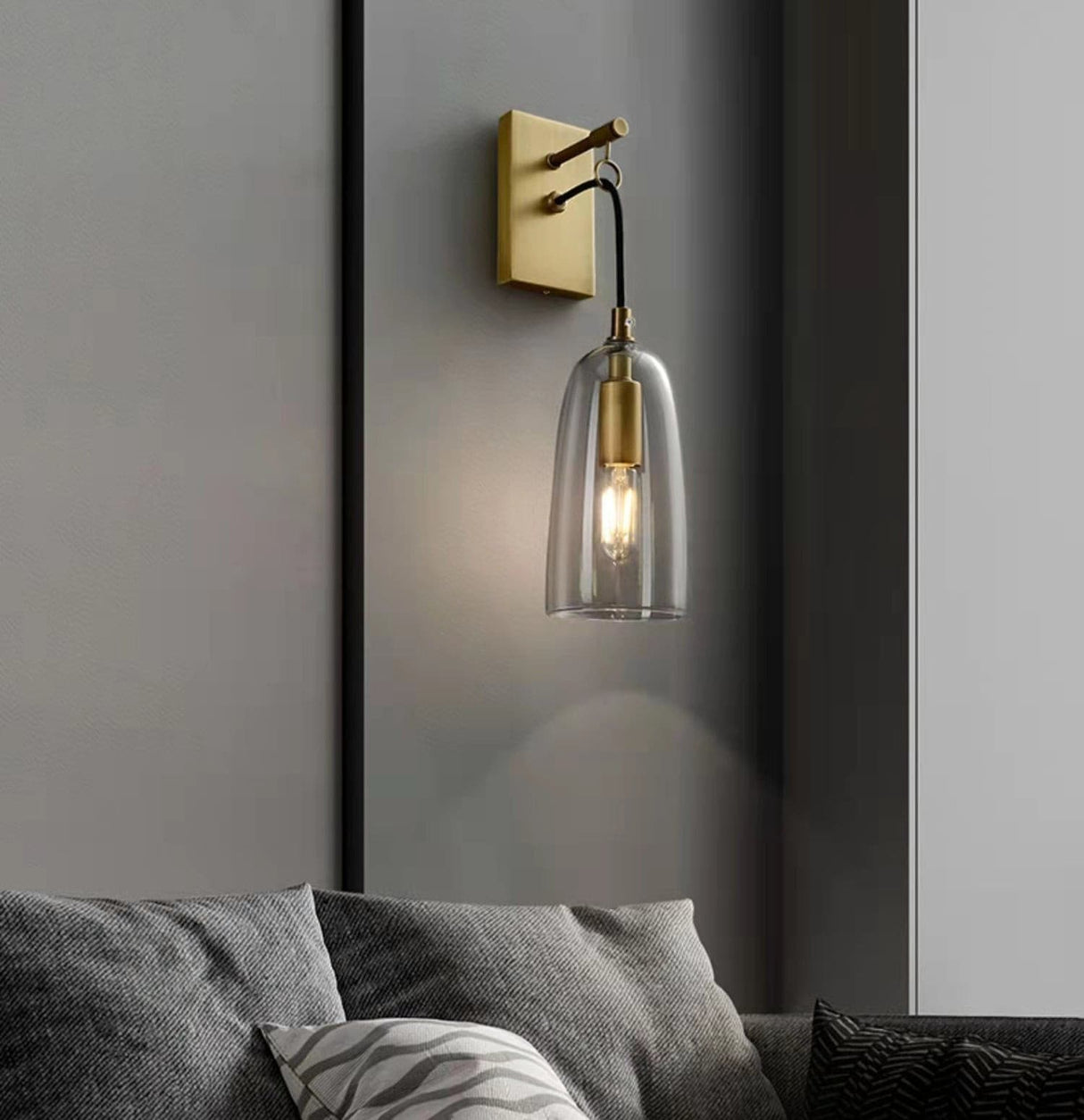 Modern Glass Wall Lamp  Brass Mount Design - Product example