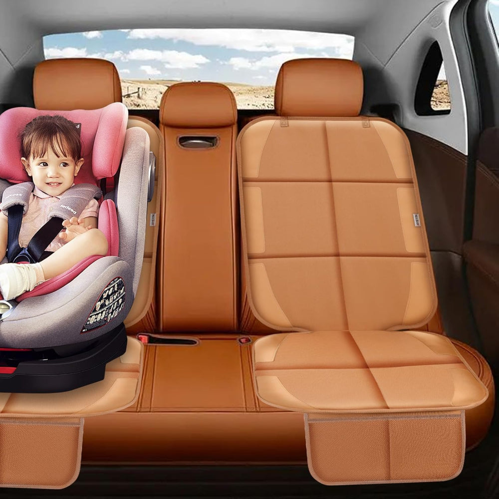 Leather Car Seat Protector  Waterproof Non-Slip Cover with Storage Pockets - Detailed view