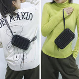 Hard Shell Crossbody Bag  Compact Ribbed Design with Adjustable Strap - Detailed view