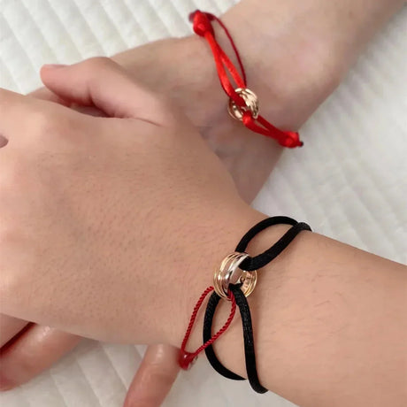 Minimalist Cord Bracelet  Rose Gold Infinity Charm - Product showcase