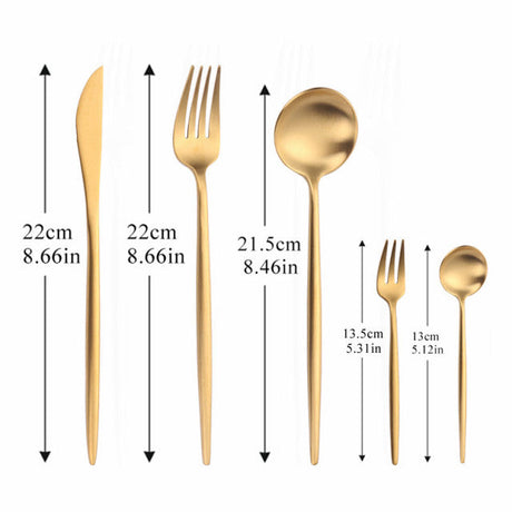 Stainless Steel Cutlery Set  Modern Minimalist Gold Finish - Product showcase