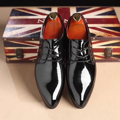 Mens Patent Leather Dress Shoes  Navy Blue Business Oxford - Product detail 8