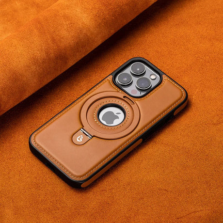 Leather iPhone Case  Magnetic Ring Stand Design - Product showcase