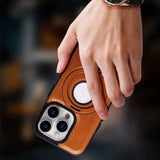 Magnetic iPhone Case with Ring Stand  Premium Brown Leather Design - Product detail 6