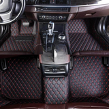 Custom Fit Car Floor Mats  Waterproof Leather with Red Stitching - Product showcase