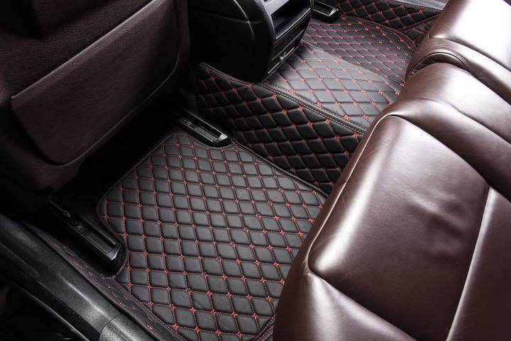 Custom Fit Car Floor Mats  Waterproof Leather with Red Stitching - Product example