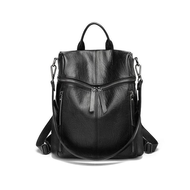 Leather Backpack  Anti-Theft Convertible Design - Product showcase