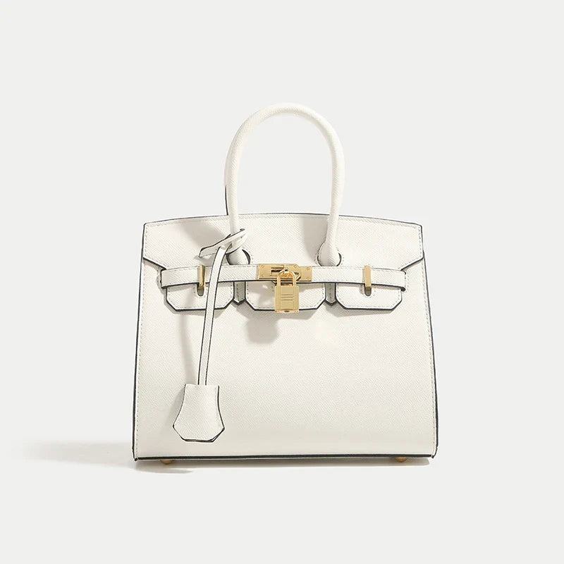 Classic Leather Handbag  Structured Design With Gold Hardware - Product detail 10