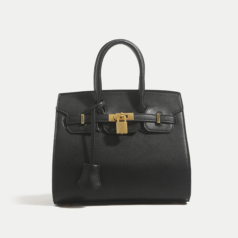 Classic Leather Handbag  Structured Design With Gold Hardware - Product detail 12
