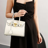 Classic Leather Handbag  Structured Design With Gold Hardware - Product example