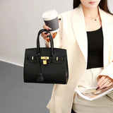 Classic Leather Handbag  Structured Design With Gold Hardware - Product detail 4