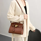 Classic Leather Handbag  Structured Design With Gold Hardware - Product detail 5