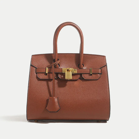Classic Leather Handbag  Structured Design With Gold Hardware - Product detail 11