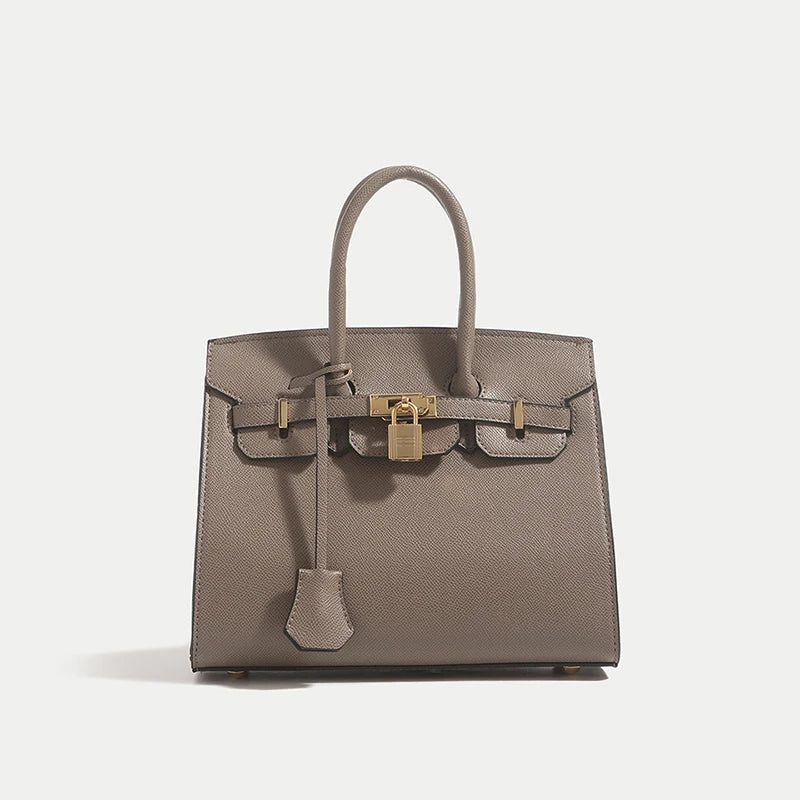 Classic Leather Handbag  Structured Design With Gold Hardware - Product detail 14
