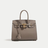 Classic Leather Handbag  Structured Design With Gold Hardware - Product detail 14