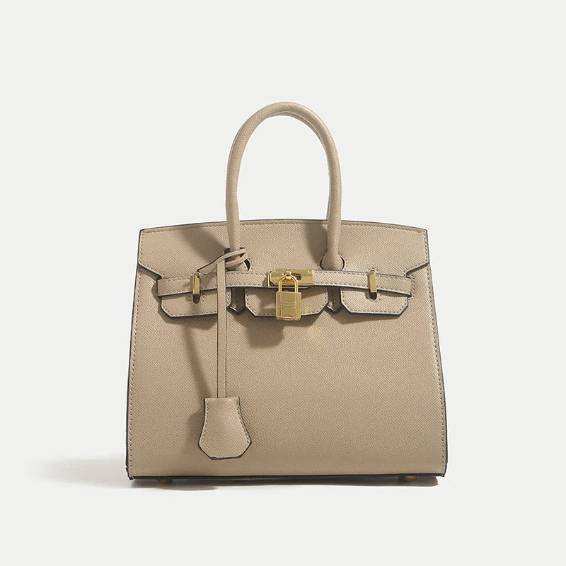 Classic Leather Handbag  Structured Design With Gold Hardware - Product detail 8