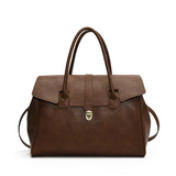 Classic Boston Leather Handbag  Top Handle With Detachable Strap - Product example