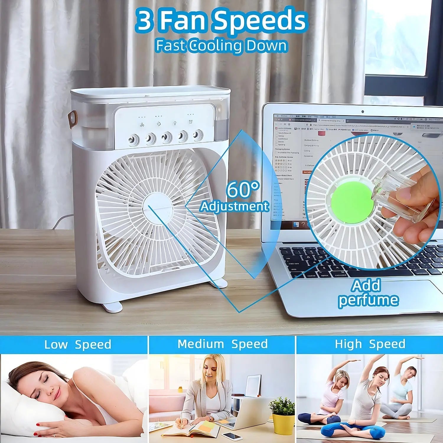 Smart Portable Air Cooler  3-in-1 Fan With LED Ambient Light - Product example