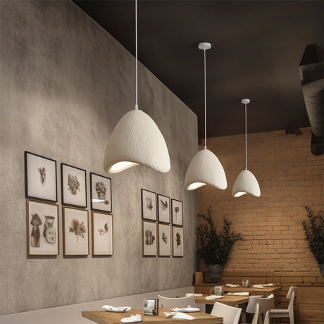 Minimalist Pendant Light  Textured White Dome Design - Product showcase