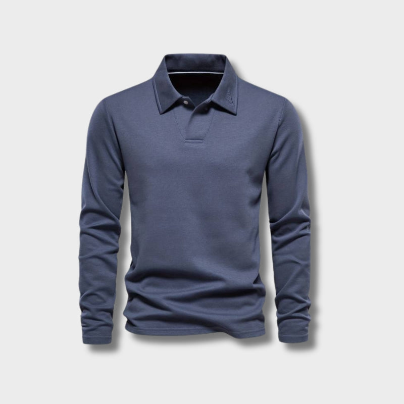 Long Sleeve Polo Shirt  Classic Tailored Design - Product showcase