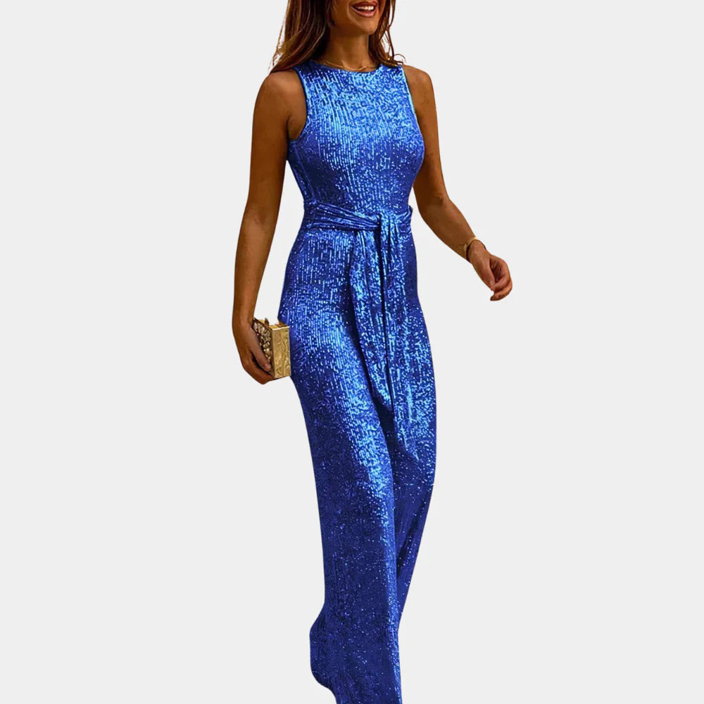 Sparkle Evening Jumpsuit  Wine Red Glitter Design - Product detail 5