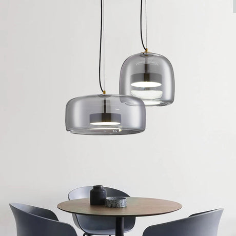Modern Glass Pendant Light  Smoked Glass With Brass Accents - Product detail 10