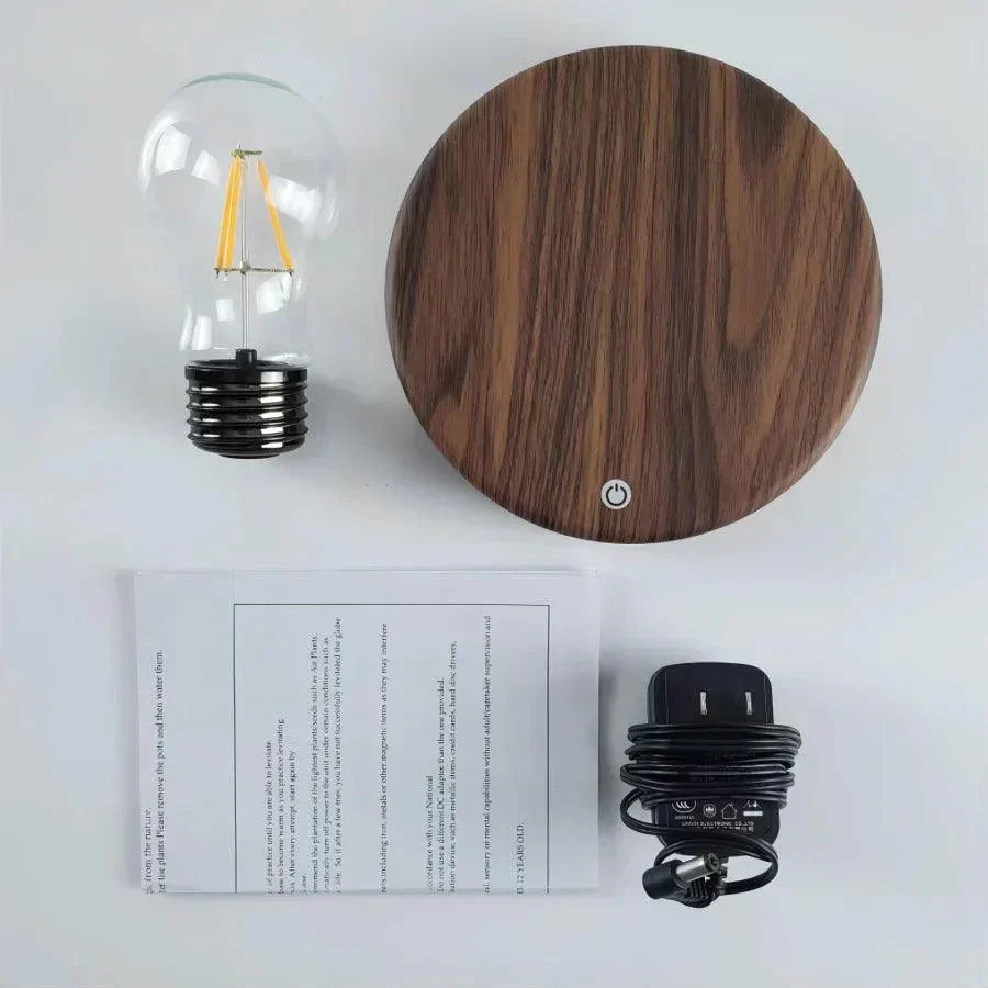 Floating LED Table Lamp  Magnetic Levitation Wood Base Design - Product detail 5